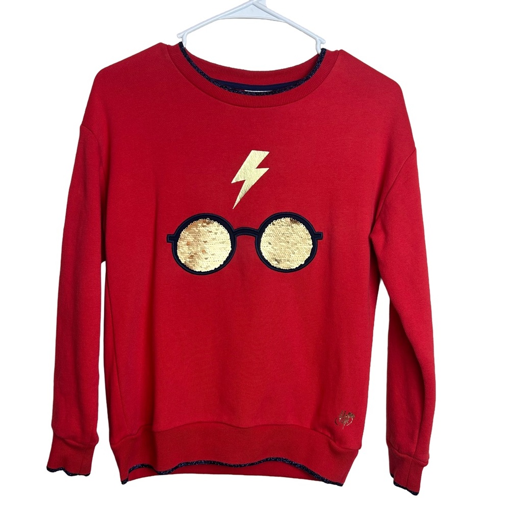 Mini Boden Harry Potter Harry's Glasses Flip Sequins Sweatshirt Kids Size 9-10